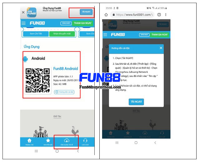 Hướng dẫn chi tiết cách tải app Fun88 cho điện thoại iOS, Android